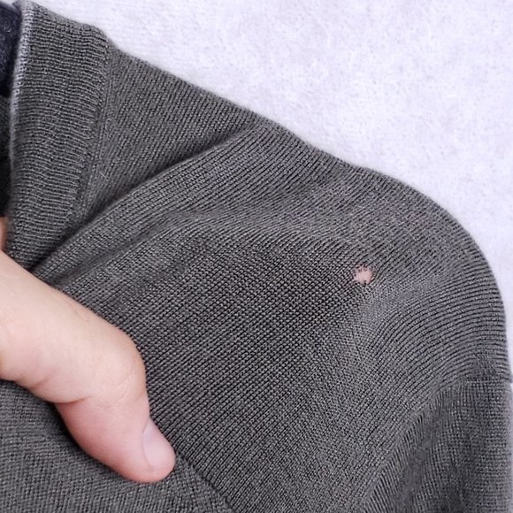 Brunello Cucinelli Wool Cashmere Men's Sz 54 V-Neck Knit Pullover Sweater Olive - Picture 8 of 10